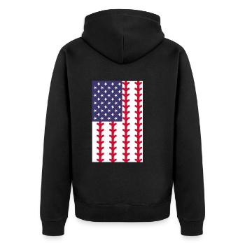 Baseball Sport Baseballspieler Pitcher Catcher USA - Unisex Premium Bio Zip Hoodie - Schwarz - Hinten - Nico (187cm)