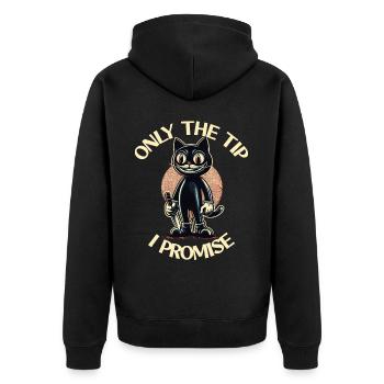 Funny Cat Saying only The Tip Psycho Cat - Unisex Premium Organic Zip Hoodie - black - Back - Nico (187cm)