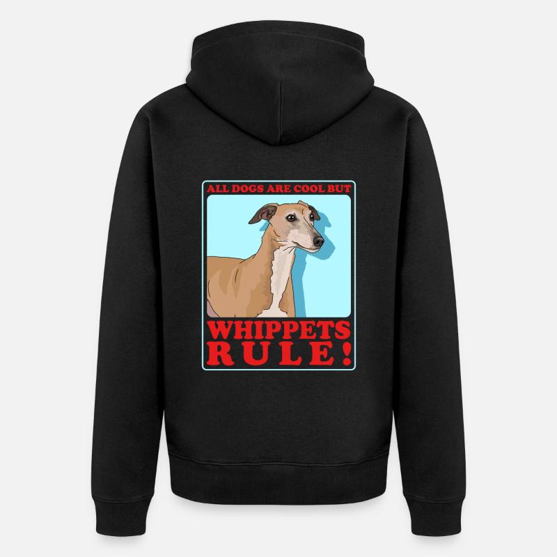 Whippet Petit lévrier anglais Cadeau - Veste à capuche bio Premium Unisexe - noir