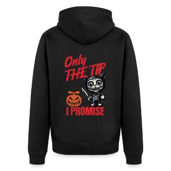 Funny Cat Saying only The Tip Psycho Cat - Unisex Premium Organic Zip Hoodie - black - Back - Nico (187cm)