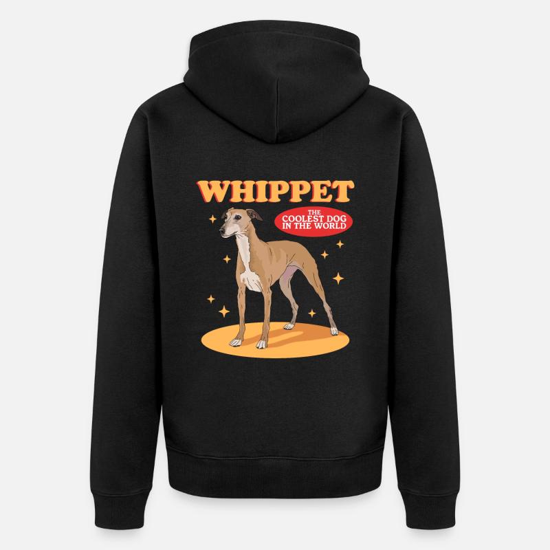 Whippet Petits Lévriers Anglais Cadeaux - Veste à capuche bio Premium Unisexe - noir