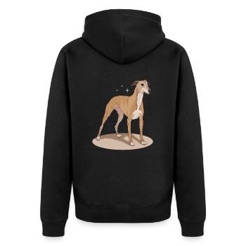 Whippet Englischer Windhund Geschenke - Unisex Premium Bio Zip Hoodie - Schwarz - Hinten - Nico (187cm)