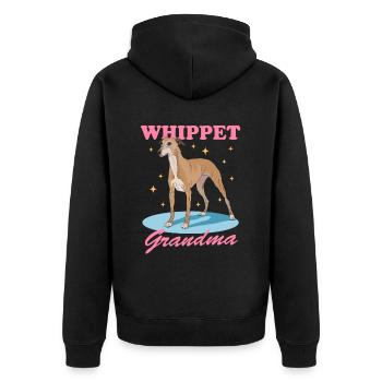 Whippet Granny English Greyhound Gift - Unisex Premium Organic Zip Hoodie - black - Back - Nico (187cm)