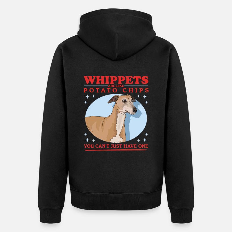 Whippet Englischer Windhund Geschenke - Unisex Premium Bio Zip Hoodie - Schwarz