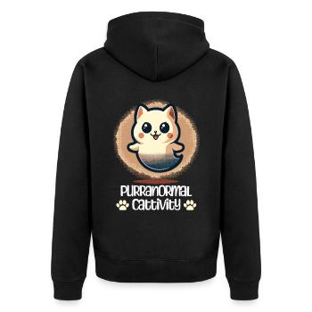 Tenue drôle d’Halloween avec des chats fantômes mignons - Veste à capuche bio Premium Unisexe - noir - Dos - Nico (187cm)