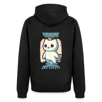 Tenue drôle d’Halloween avec des chats fantômes mignons - Veste à capuche bio Premium Unisexe - noir - Dos - Nico (187cm)