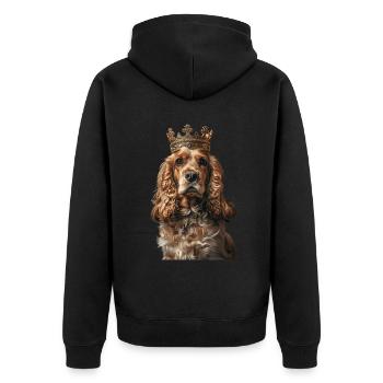 Cocker Spaniel - Unisex Premium Bio Zip Hoodie - Schwarz - Hinten - Nico (187cm)