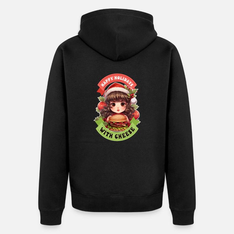 Burger de Noël au fromage - Veste à capuche bio Premium Unisexe - noir