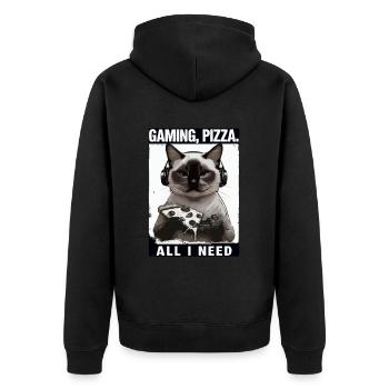 Drôles de chats Jeux Pizza Gamer Gamer Jeux - Veste à capuche bio Premium Unisexe - noir - Dos - Nico (187cm)