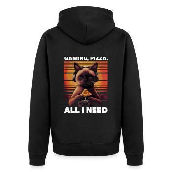 Drôles de chats Jeux Pizza Gamer Gamer Jeux - Veste à capuche bio Premium Unisexe - noir - Dos - Nico (187cm)