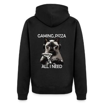 Drôles de chats Jeux Pizza Gamer Gamer Jeux - Veste à capuche bio Premium Unisexe - noir - Dos - Nico (187cm)