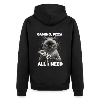 Drôles de chats Jeux Pizza Gamer Gamer Jeux - Veste à capuche bio Premium Unisexe - noir - Dos - Nico (187cm)