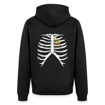 Lustiges Skelett Burrito Liebe Kostüm Halloween - Unisex Premium Bio Zip Hoodie - Schwarz - Hinten - Nico (187cm)