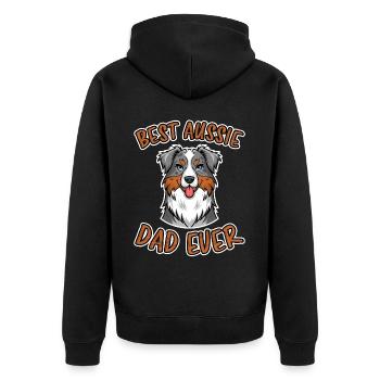Australian Shepherd Papa Lustiges Aussie Geschenk - Unisex Premium Bio Zip Hoodie - Schwarz - Hinten - Nico (187cm)