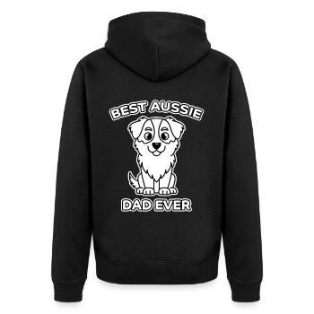 Australian Shepherd Dad Funny Aussie Gift - Unisex Premium Organic Zip Hoodie - black - Back - Nico (187cm)