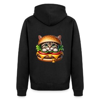Cat Fast Food Burger Cats Hamburger Cat Lover - Unisex Premium Organic Zip Hoodie - black - Back - Nico (187cm)