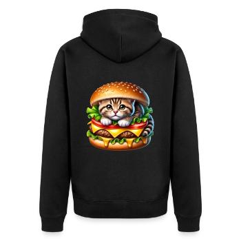 Cat Fast Food Burger Cats Hamburger Cat Lover - Unisex Premium Organic Zip Hoodie - black - Back - Nico (187cm)