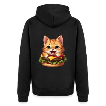 Cat Fast Food Burger Cats Hamburger Cat Lover - Unisex Premium Organic Zip Hoodie - black - Back - Nico (187cm)