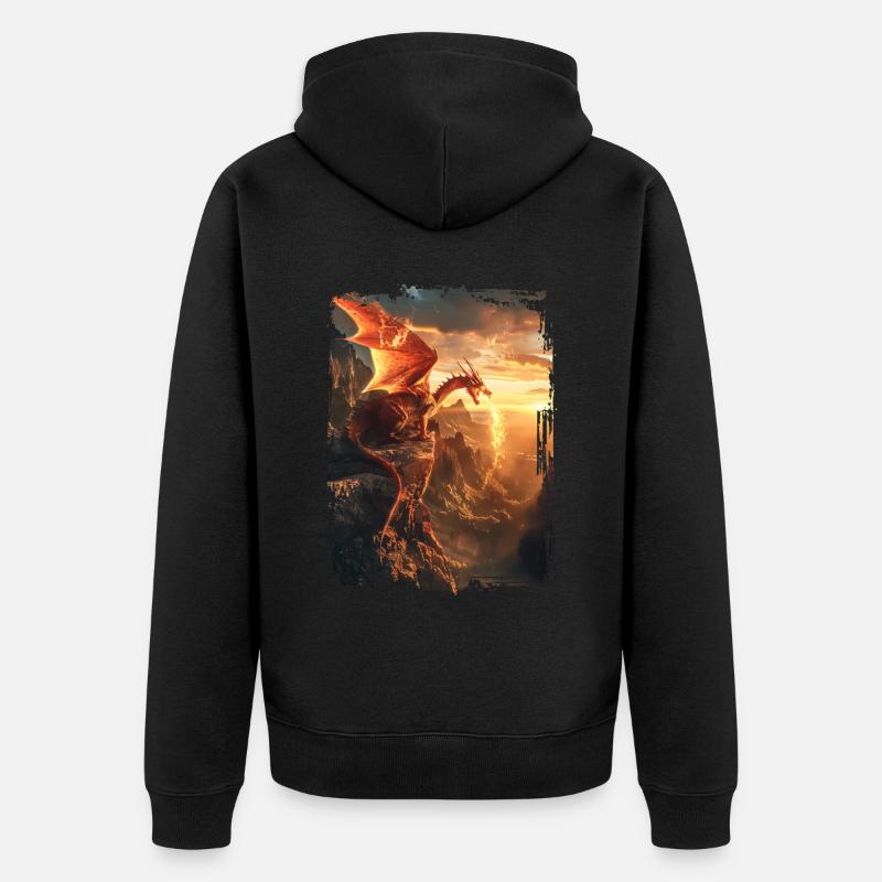 Drachen - Unisex Premium Bio Zip Hoodie - Schwarz