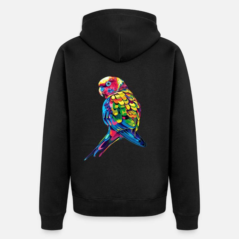 Perruche, Perruche, Perruche, Perroquet, Popart - Veste à capuche bio Premium Unisexe - noir