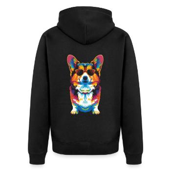 Pembroke Corgi Dog Sunglasses Popart - Unisex Premium Organic Zip Hoodie - black - Back - Nico (187cm)