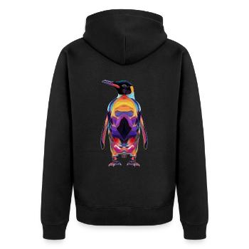 Pinguin Flugloser Vogel Popart - Unisex Premium Bio Zip Hoodie - Schwarz - Hinten - Nico (187cm)