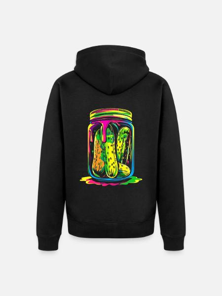 Cucumber Dill Jar Popart - Unisex Premium Organic Zip Hoodie - black