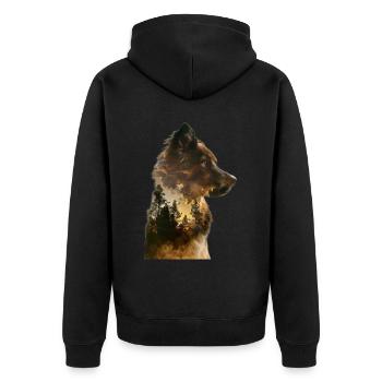 Australischer Schäferhund - Unisex Premium Bio Zip Hoodie - Schwarz - Hinten - Nico (187cm)