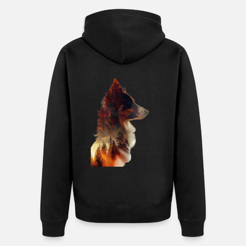 Border Collie - Veste à capuche bio Premium Unisexe - noir