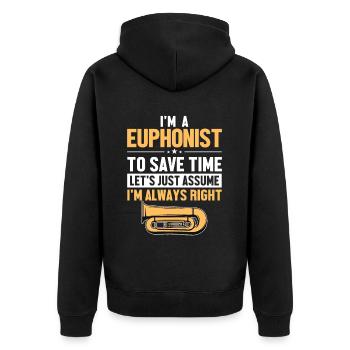 Euphoniste Supposons que j’ai raison Instrument - Veste à capuche bio Premium Unisexe - noir - Dos - Nico (187cm)