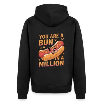 Lustiger Hot Dog für Senfliebhaber für Senf Fans - Unisex Premium Bio Zip Hoodie - Schwarz - Hinten - Nico (187cm)