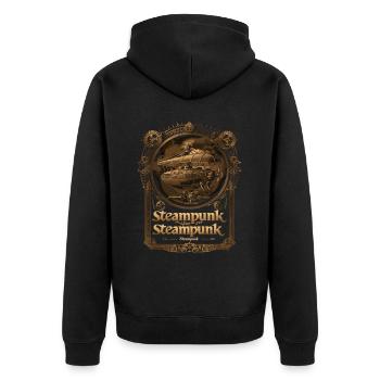 Steam Punk Art Funky Steampunk - Unisex Premium Bio Zip Hoodie - Schwarz - Hinten - Nico (187cm)