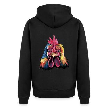 Hahn für einen Hahn Liebhaber Gockel Fan - Unisex Premium Bio Zip Hoodie - Schwarz - Hinten - Nico (187cm)