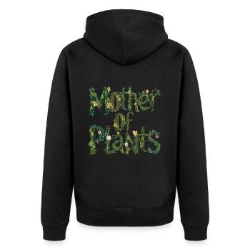 Mutter der Pflanzen Naturliebhaber - Unisex Premium Bio Zip Hoodie - Schwarz - Hinten - Nico (187cm)