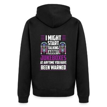 Karaoke Master Retro Music Juke Box - Unisex Premium Bio Zip Hoodie - Schwarz - Hinten - Nico (187cm)