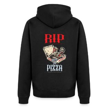Spooky Lustiger Pizzaliebhaber Zombie - Unisex Premium Bio Zip Hoodie - Schwarz - Hinten - Nico (187cm)