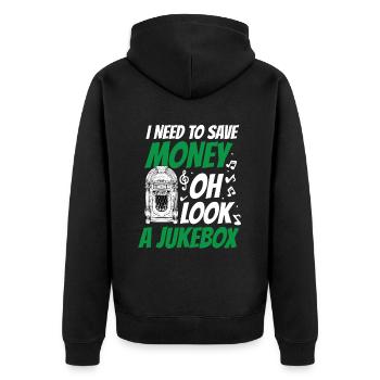 Karaoke Master Retro Music Juke Box - Unisex Premium Bio Zip Hoodie - Schwarz - Hinten - Nico (187cm)