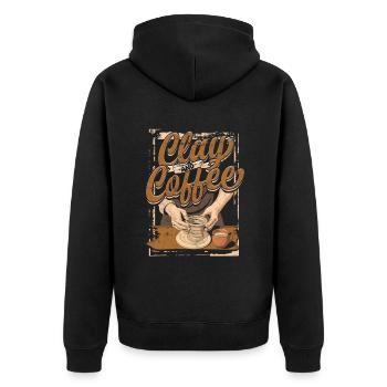 Poterie Poterie Poterie Argile et café - Veste à capuche bio Premium Unisexe - noir - Dos - Nico (187cm)