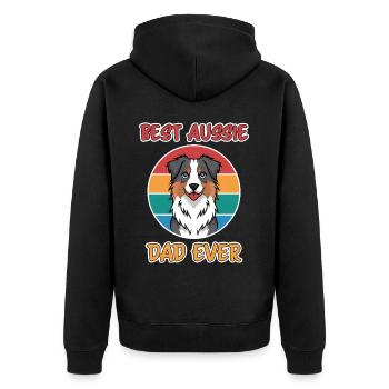 Australian Shepherd Dad Funny Aussie Gift - Unisex Premium Organic Zip Hoodie - black - Back - Nico (187cm)