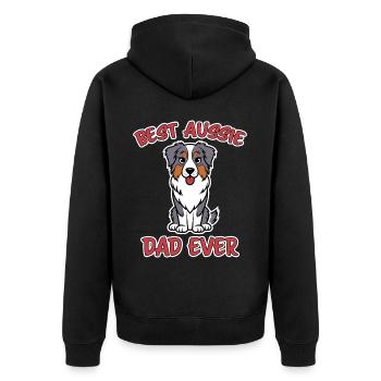 Australian Shepherd Dad Funny Aussie Gift - Unisex Premium Organic Zip Hoodie - black - Back - Nico (187cm)