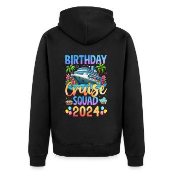 Birthday Cruise Squad 2024 - Unisex Premium Bio Zip Hoodie - Schwarz - Hinten - Nico (187cm)