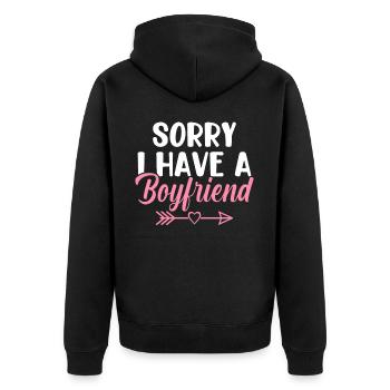 Sorry, I have a friend Funny Bezi - Unisex Premium Organic Zip Hoodie - black - Back - Nico (187cm)
