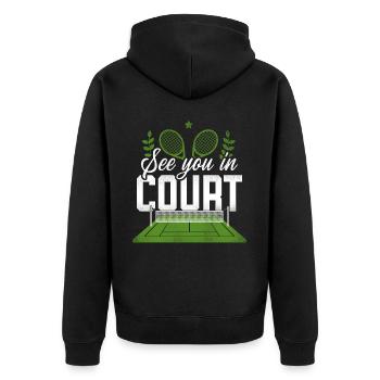 drôle joueur de tennis raquette jeu de mots voir - Veste à capuche bio Premium Unisexe - noir - Dos - Nico (187cm)