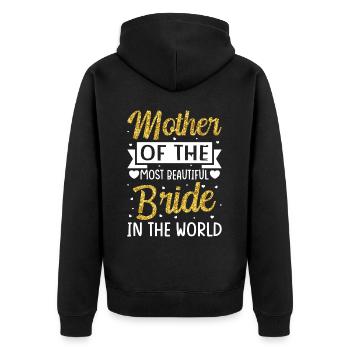 Bridal Party Mom Mutter der schönsten Braut - Unisex Premium Bio Zip Hoodie - Schwarz - Hinten - Nico (187cm)