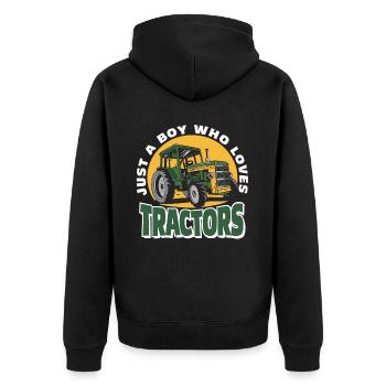 Tracteur Trekker Agriculteur Agriculteur Ferme Tracteur Champ - Veste à capuche bio Premium Unisexe - noir - Dos - Nico (187cm)