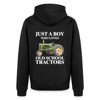 Tracteur Trekker Agriculteur Agriculteur Ferme Tracteur Champ - Veste à capuche bio Premium Unisexe - noir - Dos - Nico (187cm)