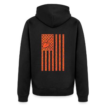 Bricklayer American Flag, brickmason brick masonry - Unisex Premium Bio Zip Hoodie - Schwarz - Hinten - Nico (187cm)
