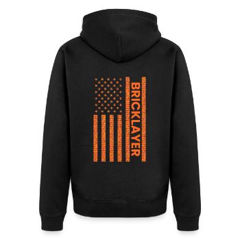 Bricklayer American Flag, brickmason brick masonry - Unisex Premium Bio Zip Hoodie - Schwarz - Hinten - Nico (187cm)