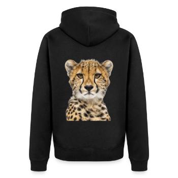Cheetah - Unisex Premium Organic Zip Hoodie - black - Back - Nico (187cm)