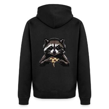 Funny Raccoon Gaming Pizza Gamer Gamer Gaming - Unisex Premium Organic Zip Hoodie - black - Back - Nico (187cm)